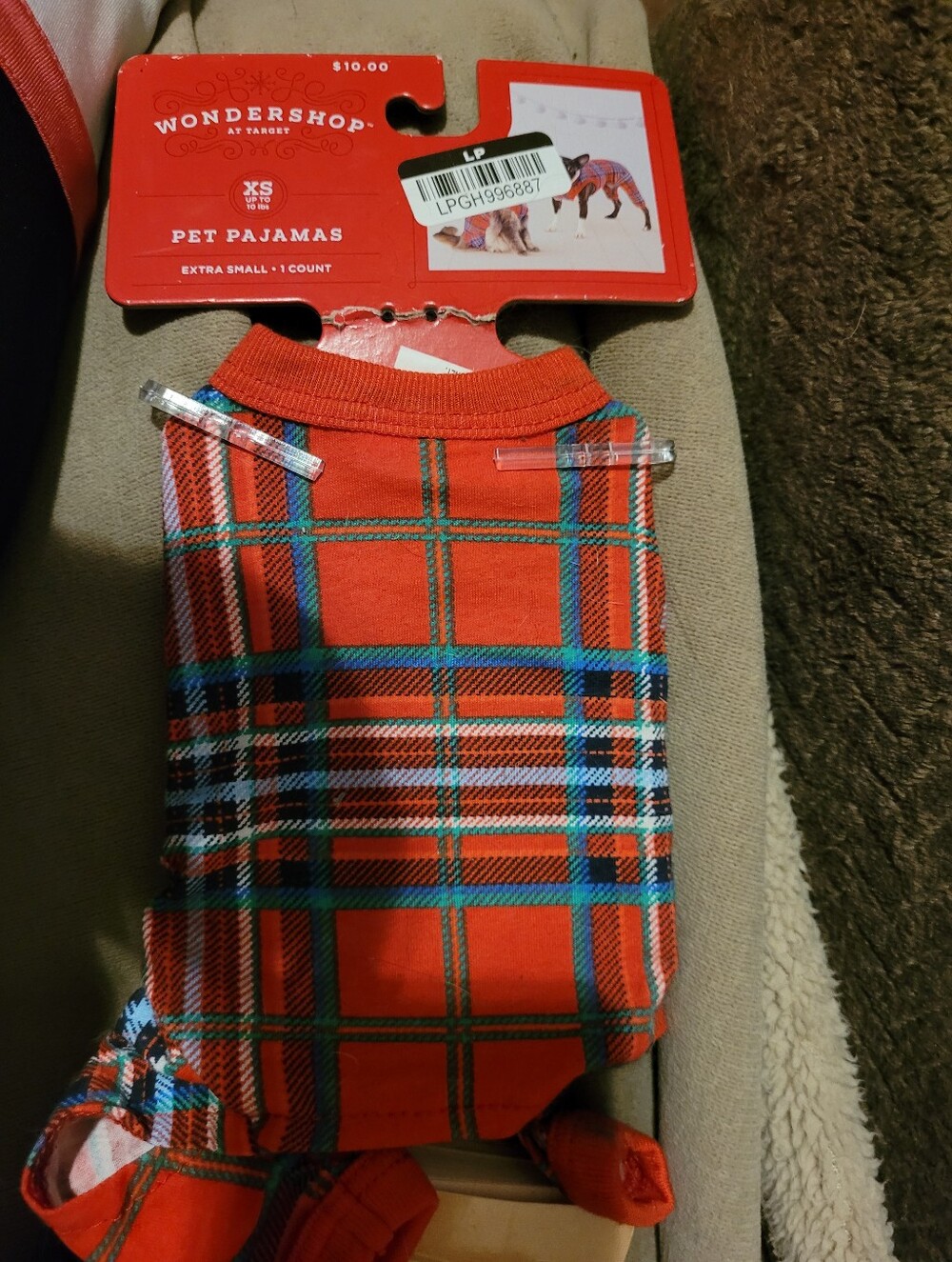 Wondershop Red Plaid Pet Pajamas with Multicolor Tartan xs